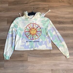 3/$30 Hoodie Be the change sun graphic tie dye print hoodie boho casual SM jrs